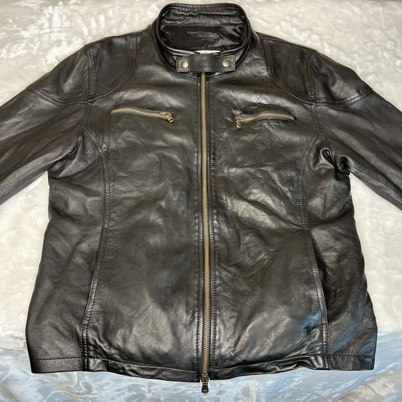 ADAM Women's Black 100% Leather Italian Made Long Sleeve Full-Zip Jacket - Picture 2 of 9